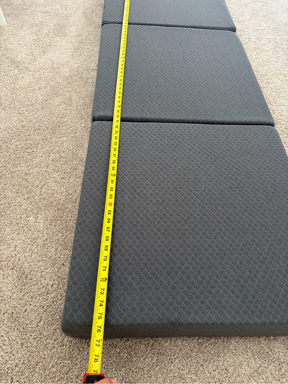 Twin Mattress- ideal for camping. Tri-Fold Mattress Pad - Gray 4 inch
